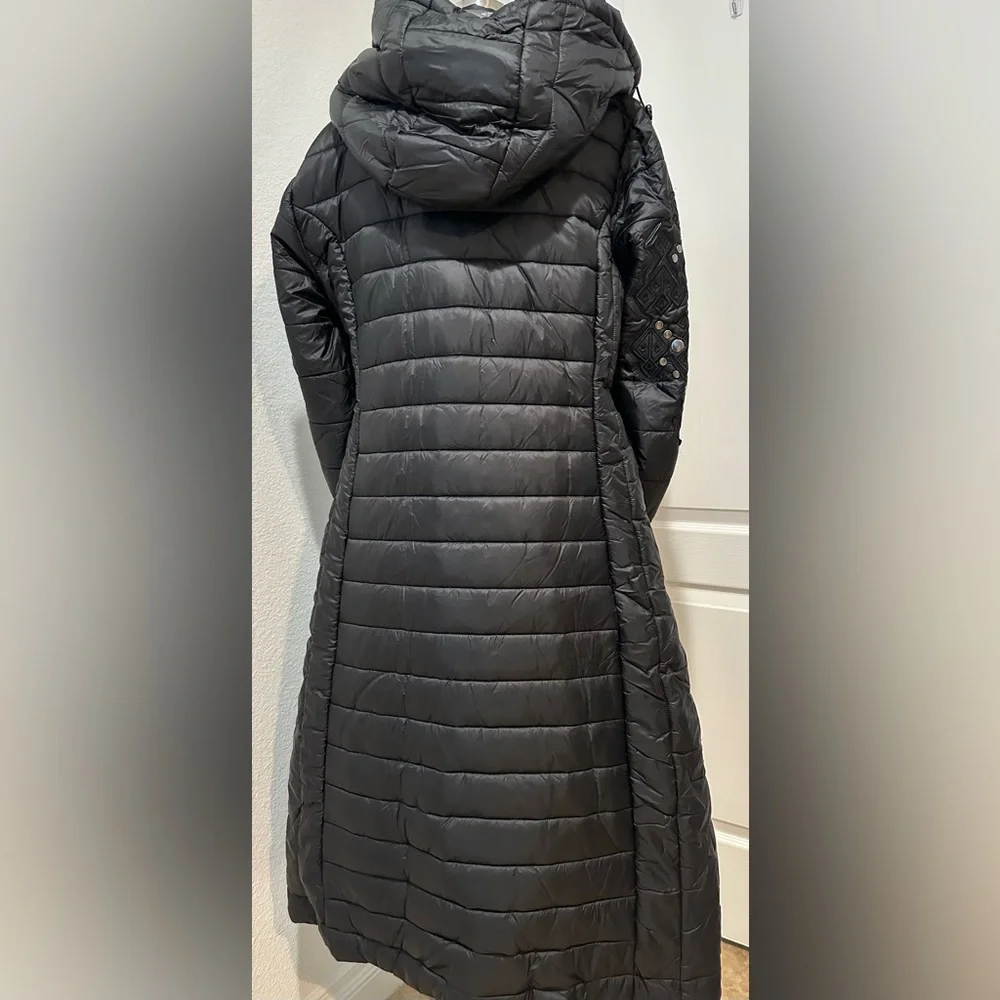 Johnny Was Black Sano Ski Zip Front Hooded Long Puffer Coat - Picture 9 of 10